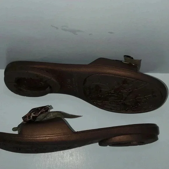 Oka B Leopard Print Bow Slip On Slide Comfort Summer Sandals Shoes Size M/L 8-9 - Picture 13 of 16